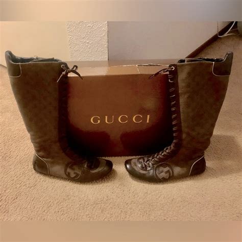 gucci tess boots|GUCCI Monogram Tess S Gomma Boots 8.5 Black.